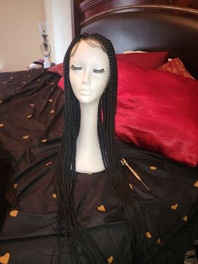 Black Long Braided Wig - Women's Synthetic Braided Hair